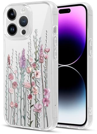 Kivlclri Trasparente Cover per Apple iPhone 15 Pro 6,1 con Aesthetic Disegni Fiori Motivo, Sottile Silicone Custodia per iPhone 15 Pro Antiurto Antigraffio Protettiva Case per Donne Ragazza, Fiore03