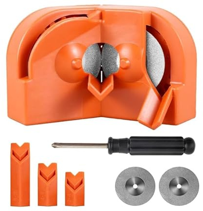 KEWAYO Elektrischer Bohrerschärfer, professionell, [2 Diamantscheiben + 3 Blöcke] – für gehärteten Stahl/Hartmetall/Kobalt/Nylon/Eisen – kompaktes Design, tragbar (Orange)