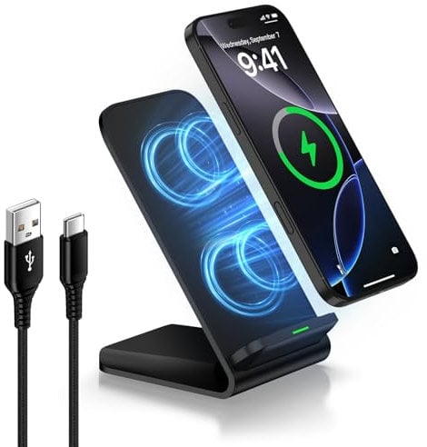 Google Pixel Wireless Charger, 15W Fast Wireless Mobile Phone Charger Stand, Inductive Charging Station Wireless Charger for Google Pixel 9 Pro/8/7/6/Samsung Galaxy S25 Ultra/S24/S23 FE/S22/S21/iPhone