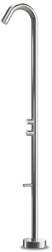 Stilform Designer Gartendusche aus Edelstahl – Duschsäule Serie Park mit Regendusche & Fußdusche – Outdoor Dusche für Garten, Terrasse & Pool, freistehend, modernes Design