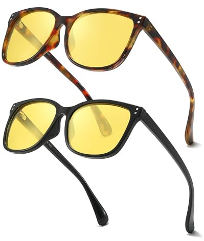 LVIOE 2 Stück Nachtfahrbrille für Damen Klare Sicht Blendschutz Augenschutz Komfortable Passform