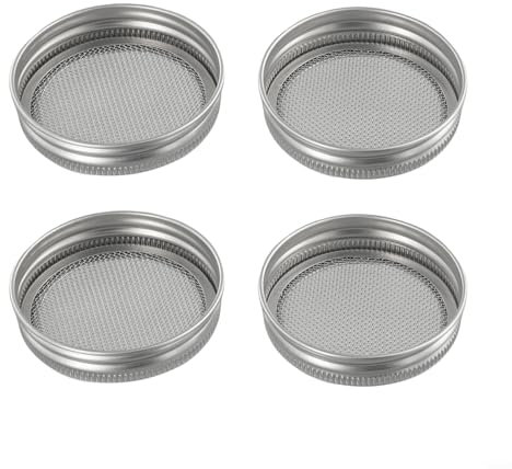 HomeVortex Stainless Steel Sprouting Jar Lids 70 Mm Wide Mouth Strainer Screen Mesh Cover For Growing Bean Sprouts Kitchen Germination Tool Set Of 4