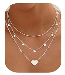 Chriscoco 3pcs Collana Donna Oro/Argento Collana Acciaio Inossidabile Placcato Oro 14k Collane Girocollo Regolabile Catena Argento Choker Perline Cuore Collane per Donna Ragazze