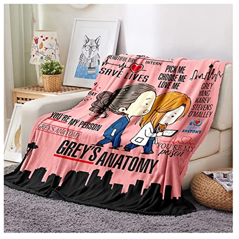 IRIRI Grey's A Buchstabendecke, Weiche Flanell-Überwurfdecke, Flauschig, Flauschig, Leicht, Gemütlich, Plüsch, Bettwäsche, Couch, Sofa(Watermelon red,150 * 200cm)