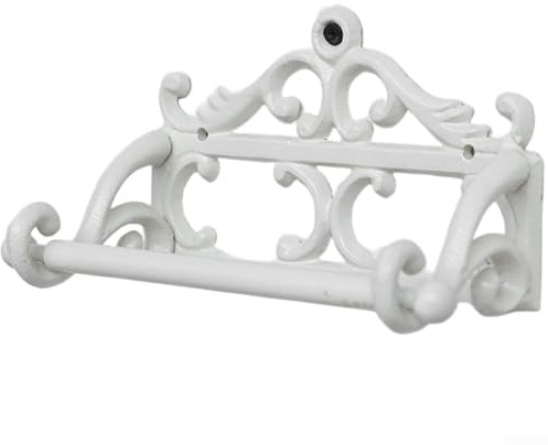 Porta carta igienica in ferro vintage, montaggio a parete, per cucina e bagno, con robusta struttura in ghisa e aspetto rustico tradizionale, per riporre rotoli di carta igienica (A)