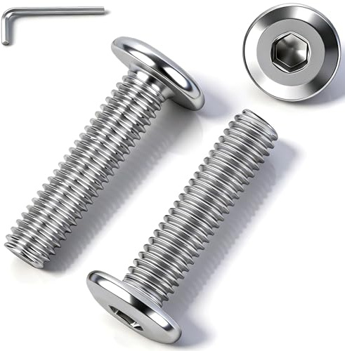 msymsyu 25 tornillos de cabeza plana M6 x 30 mm, tornillos de acero inoxidable, M6, hexágono interior, cabeza plana 304, acero inoxidable A2 V2A, tornillos de cabeza alomada con 1 llave Allen de 4 mm