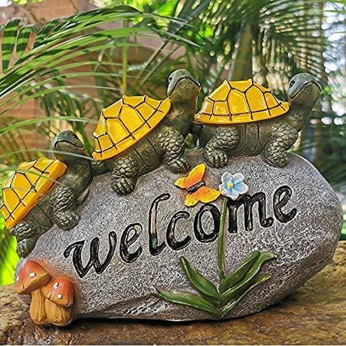pearlstar Solar Schildkröte Garten Ornamente Outdoor Willkommen Schildkröte Garten Statue Figur Lichter Balkon Terrasse Pflanzgefäß Dekor Weihnachten Geburtstag Einweihungsgartengeschenk für Frauen
