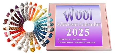 Teksome Garn Countdown-Kalender 2025–24 Tage, Countdown bis Weihnachten, Wolle, Strickgarn, Urlaub, kreative Projekte, Zubehör für Mädchen, Häkeler, Frauen, Freunde, Stricker