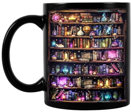 Buchtasse Bookish Glühweintassen, Keramik Büchertasse, Doppelseitiger Druck Buch Kaffeetasse, Lustige Tasse, Praktisch Geschenke für Leseratten Frauen Kinder Lehrer Schüler Bibliothekarin