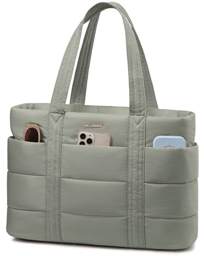 LOVEVOOK Shopper Tasche Damen, Leicht Puffer laptoptasche Arbeitstasche | Groß, 17,3 Zoll Laptopfach, Handtasche Tote Bag Schultasche Aktentasche Lehrertasche Bürotasche für Uni Business Schule reise