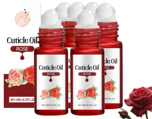 Rose Nail Cuticle Oil, Nail Oil Strengthener For Damaged Nails, Cuticle Oils Pen For Nails, Na/il Strengthener & Growth Polish, Moisturizing & Soften Dry Cuticles, Cuticles Remover Liquid (6)