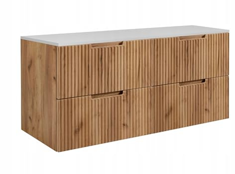 Rodan Moderne Möbel - Schrank Weiß, Gold, Eichenholz - Möbelstück - Bastelregal – Bastelplatte 60cm + 60 cm + 120 cm
