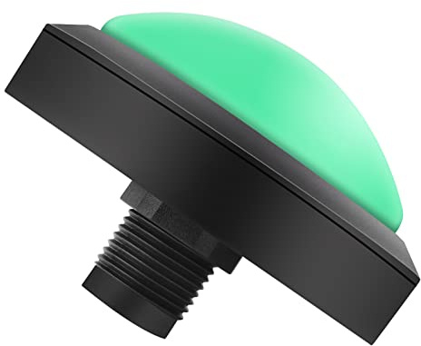 Jiawu Botón , Botón LED Masivo de 100 Mm con Cubierta Abovedada y Microinterruptor Incluido, Pulsador para Máquinas Expendedoras Interactivas Máquinas de Juegos Grandes (100#-Verde+Interruptor de