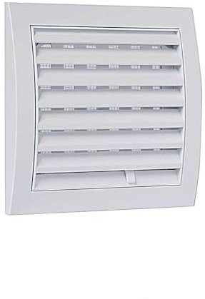 Rejilla de ventilación de 15 x 15 cm, con apertura/cierre de ABS ajustable, en color blanco, con red de entrada de 100 mm de diámetro.