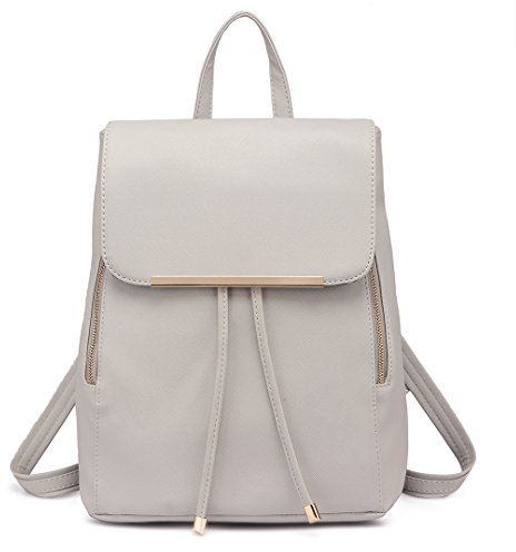 Miss Lulu Rucksack Damen Kunstleder Rucksack Damen Elegant Rolltop Rucksack Damen Tunnelzug-Design Cityrucksack Tasche Schulrucksäcke