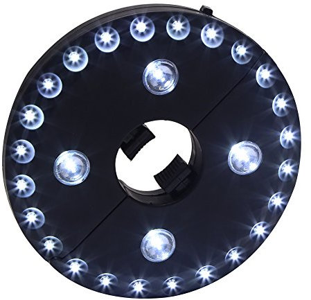 Yosoo Ombrello con luce a LED per ombrellone, luce per tende da campeggio, 28 LED, senza fili, batteria (non inclusa) (nero)