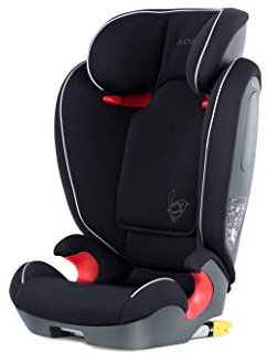 AVOVA Star-Fix Kinderautositz Höhe 100-150 cm ISOFIX, Sicherheitsstandard R-129, Erhöhung Gruppe 2/3 4-12 Jahre - Made in Germany, Perlschwarz