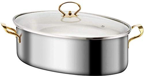 qiuqiu Fishmoney Steamer Pan Oven Pan Stainless Steel Oven, Universal Induction Cooker, Multifunction Cookware 38cm