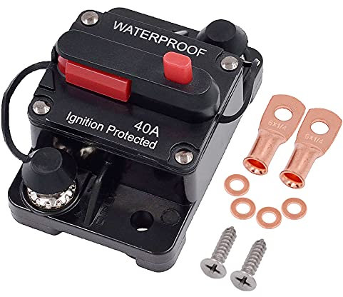 Zesugo Disjoncteur de 40 A avec réinitialisation manuelle pour voiture/camping-car solaire/bateau à la traîne/onduleur de camion/amplificateur marin, fusibles étanches à montage en surface, DC 12 V