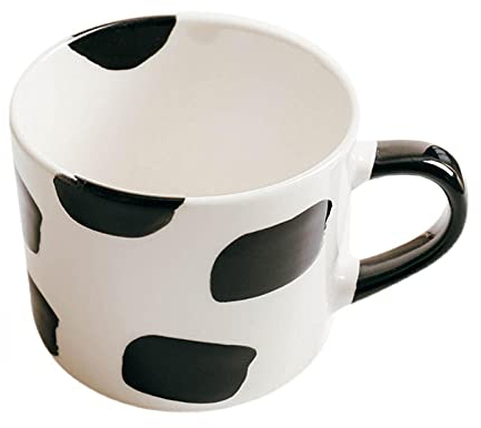 Kühe Tasse,keramik Einfacher süßer Milchbecher mit Kuhmuster mit großem Fassungsvermögen 400ml-A