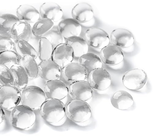 Meschett 50 Pezzi Mini Gemme di Vetro,Pietre mancala Trasparenti Fondo Piatto Perline di Marmo per riempitivo di vasi di Arte Decorativa Domestica (1,3 cm ~ 1,8 cm)