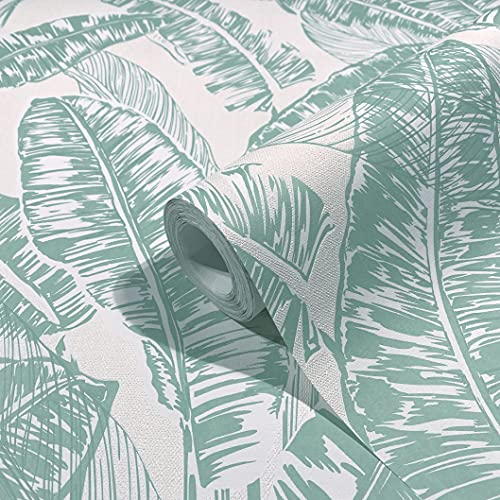 marburg Tapete weiß grün Vliestapete Glööckler Jungle RTL Floral Blätter Natur Muster für Schlafzimmer Wohnzimmer oder Küche 10,05 x 0,53m 33420