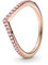 PANDORA Timeless Wishbone Funkelnder Rosafarbener Ring aus 14 Karat Rosévergoldeter Metalllegierung mit Cubic Zirkonia, Größe: 56, 186316C02-56
