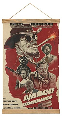 YBEL Magnetische Schriftrolle Django Unchained Filmaufhänger Poster DIY Wand Stoff Dekor Hängende Gemälde Rahmen Kit Halter für Wohnzimmer