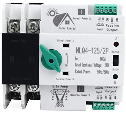 Dual Power Interruptor de transferencia automatico 230 V 2P 100 A PC aislamiento ATS carril DIN interruptor de corriente de emergencia NLQ4-125/2P para fábricas, centros comerciales