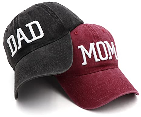 Mutter- und Papa-Hüte für frischgebackene Eltern, Trucker-Mütze, verstellbar, Unisex-Kappe für Männer und Frauen, Baseballkappen, Geburtstagsgeschenk für Paare, Dad Mom Hut Schwarz Rot, Einheitsgröße