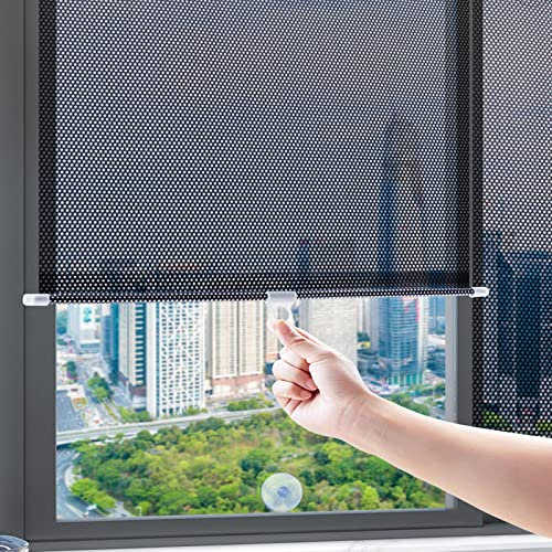 Sonnenrollo Seitlich Auto Sonnenblende,Autosonnenschutz Kinder,Autofenster Sonnenschutz mit Saugnäpfen,Auto Sonnenschutzrollo Schwarz für Universal Autos Lastwagen Jeeps (68×125cm/26.8×49.2in)