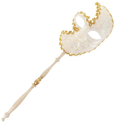FRCOLOR Handmaske Performance- -Requisite Glitzernde Masken Mit Stock Venezianische Masken Party Abschlussball Ball Gesicht Maskerade-Masken Auf Stick Weiß Bilden Frau Plastik