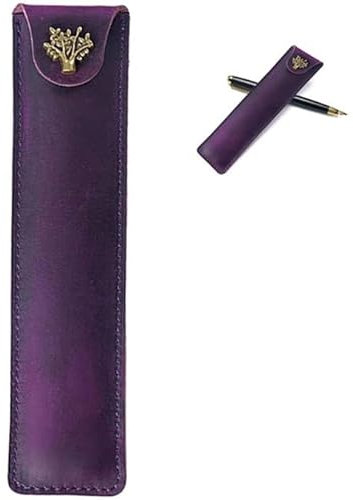 YongXiangPeng Pen Case,Aesthetic Pencil case Leather Art Pencil Case Leather Pen Pouch Fountain Pen Pouch Holder Handmade Protective Pencil Bag with Snap Button for Rollerball Fountain Ballpoint Pen