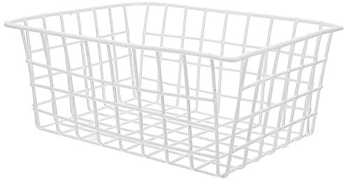 Luxshiny Freezer Storage Basket White Hamper Metal Pantry Basket Wire Storage Bins Fruit Containers Vegetable Storage Containers Refrigerator Storage Household Electric Wire Iron