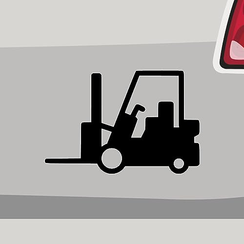 Gabelstapler Aufkleber Flurförderzeug Sticker Heben Job Auto Bike Decal Vinyl Aufkleber Größe: 9x6cm (S) | Farbe: 70-schwarz | Flurförderzeug Sticker Kleber Deko Tuning Auto-Folie