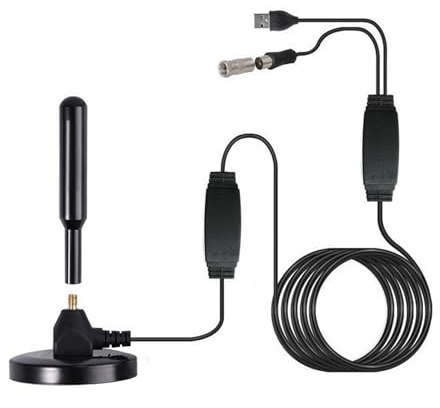 YOUNLEN Antenne TV numérique DVB-T2,Antenne TV Puissante,TNT Amplificateur Signal Prendre en Charge de TV 4K 1080P VHF HDTV Gratuites,pour Intérieur et Extérieur,avec Base Magnétique avec Câble 5m