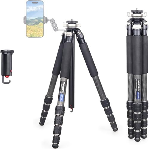 Carbon Fiber Travel Tripod-INNOREL GT255C 64.6in 5 Section Professional Compact Portable Camera Tripod Stand for Travel Outdoor Digital DSLR with Special-Shaped Center Column Max Load 33lb/15kg
