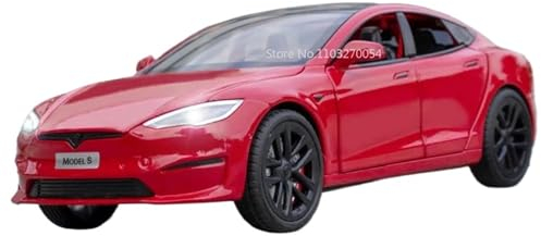 Druckgussfahrzeuge Motorfahrzeuge 1:24 for Tesla Model S Mini Druckguss Auto Modell Hohe Simulation Zink Legierung Auto Modell Souvenir Display Fertiges Modellauto (Size : Red)