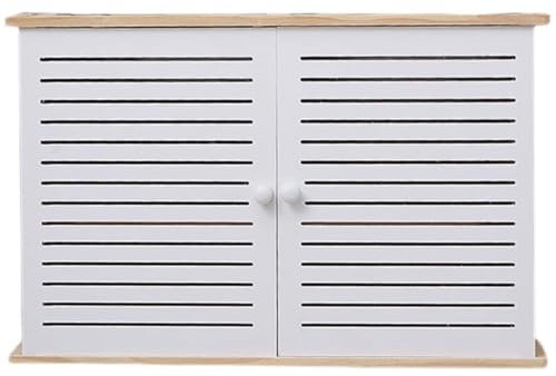 Yoeoefuo Regal Wand Shelf Router Schrank Routers Box Modisch WiFi Router Aufbewahrungsbox 2 Lagiges Aufbewahrungsregal Verstecken Kabelbox Steckdosen Regale Wanddekoration Raumdekoration