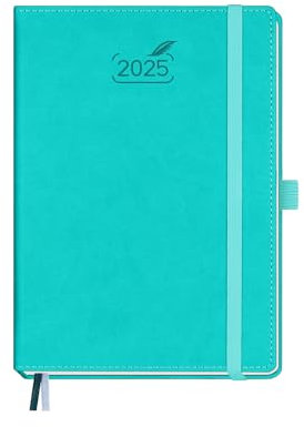 BEZEND Kalender 2025 Buchkalender A5 1 Woche 2 Seiten | Terminplaner 2025 Wochenplaner mit 100 g/m² Papier & Monats-Register | Planer & Terminkalender mit PU-Leder Hardcover - Türkis