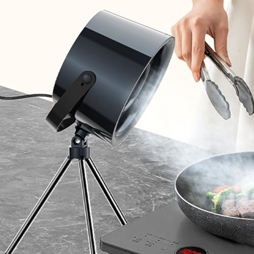 Campana extractora de escritorio, mini campana extractora portátil USB para el hogar, barbacoa, ventilador de escape de succión grande, velocidad ajustable para campamento en casa (negro gris)