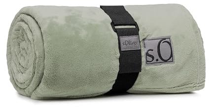 s.Oliver Kuschelsoft XXL Decke 220x240 cm - flauschig, warm & waschbar, Kuscheldecke Salbei Uni