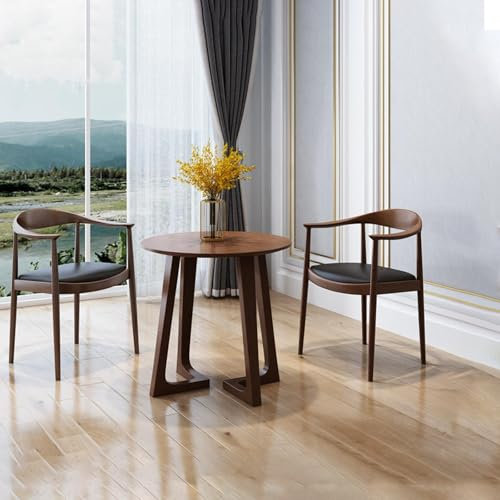 Runder Esstisch mit Stühlen Set, Kleiner Runder Tisch mit 2 Stühlen, Modernes Esszimmer-Set für 2 Personen Sitzgruppe für Wohnzimmer Küche Büro 60 X 60 X 65 cm(Brown)
