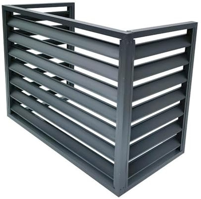 Cubierta de Unidad Exterior para Aire Acondicionado, Cubierta Protectora del Marco Exterior del Aire Acondicionado de Aleación De Aluminio, para Balcón Jardín (Grey, 3 Sides)