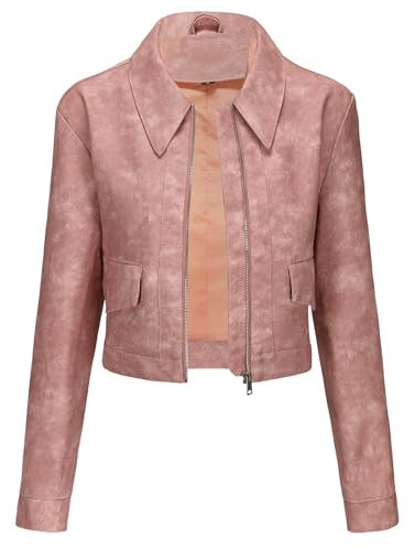 WOXIHUAN Giacca Corta Donna Ecopelle Giacca in Pelle Donna Nera Trapuntata Giubbino Biker Giubbotto Moto Vera Pelle Giacca Donna Chiodo Pelle Donna Marrone Giubbino Pelle Donna Rosa XL