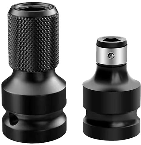 QZKJQDD Schlagschrauber Bit Adapter, Bithalter Stecknuss Adapter, 1/2 auf 1/4 Zoll Bit Adapter, Schlagschrauber Adapter Sechskantbuchse, Für Schlagratschenschlüssel Schraubendreher Bit (2 Stück)