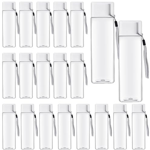20 Pack Water Bottle for Kids Bulk,17 oz Plastic Water Bottles Wide Mouth Adults Sports Water Bottle,Reusable Large Drinking Cups for School Gym Outdoor Fitness,Clear