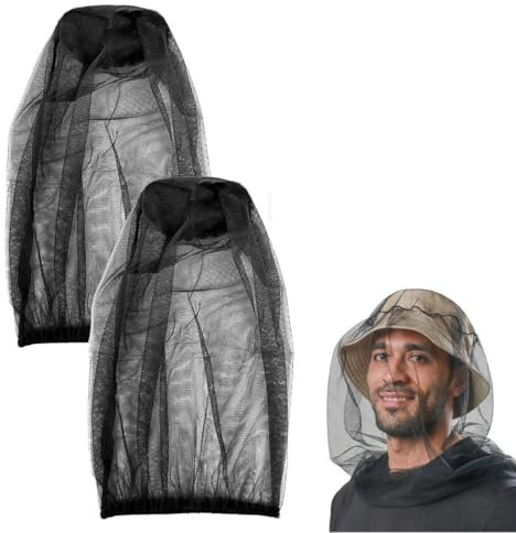 OUDQFCJ 2 pièces Casquette avec Moustiquaire, Protection contre les Moustiques et Insectes, Anti-Insectes, Visage Anti-Mouche, Adapté pour Apiculture, Pêche, Camping, Voyage en Plein air (Noir)