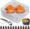 3er Set Stapelbare Genussgitter für Airfryer, Gryller Heißluftfritteuse Backblech mit Zangen, Airfryer Rack, Zubehör für Heißluftfritteuse Fryer Accessories (Quadrat)