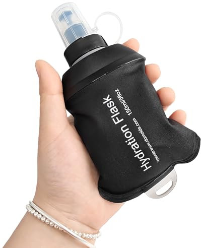 GYGYL Gourde souple de 150 ml en TPU pliable pour sac d'hydratation, gilet de course, bouteille d'eau pliable anti-fuite pour randonnée, cyclisme, escalade, jogging - Noir